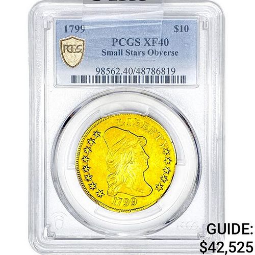 1799 $10 Gold Eagle PCGS XF40 Sm Stars Obv
