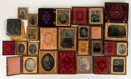 ASSORTED DAGUERREOTYPE, AMBROTYPE AND TINTYPE IMAGES, LOT OF 17