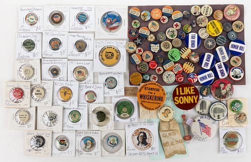 ASSORTED ADVERTISING AND OTHER PINBACK BUTTONS, UNCOUNTED LOT