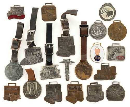 ASSORTED HEAVY MACHINERY AND EQUIPMENT ADVERTISING FOBS, LOT OF 20