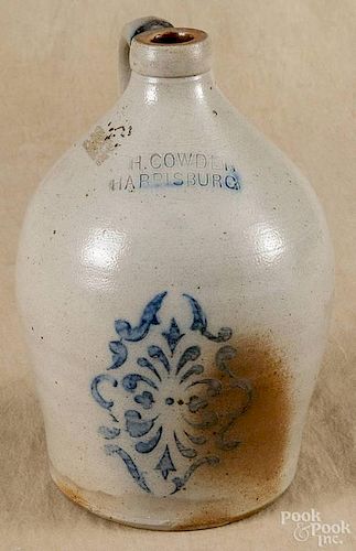 Pennsylvania stoneware jug, 19th c., impressed H. Cowden Harrisburg