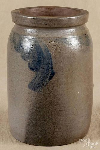 Pennsylvania stoneware jar, 19th c., with cobalt swag decoration around the rim, 9 3/4'' h.