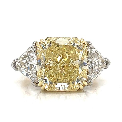 18K & Platinum GIA Certified 10.12 Ct. Fancy Yellow Diamond Ring
