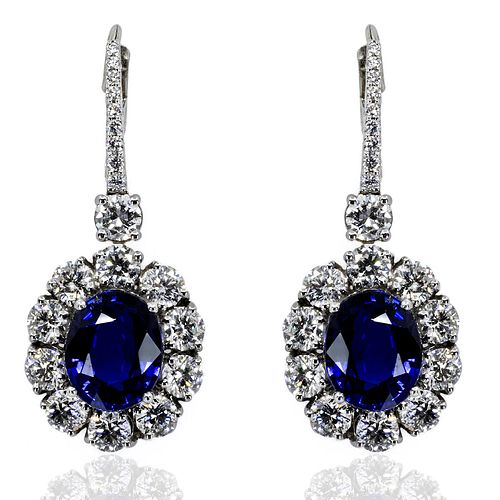 Platinum Vivid Roay Blue Sapphire Earrings