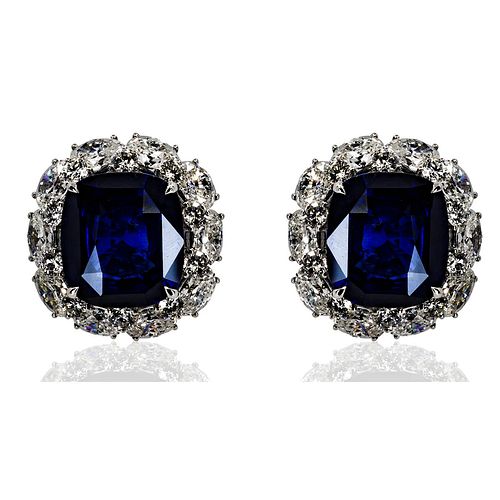 18k Vivid Royal Blue Sapphire Earrings