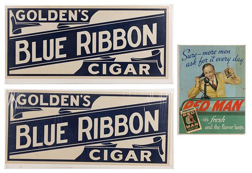 COUNTRY STORE TOBACCO ADVERTISING SIGNS, LOT OF THREE