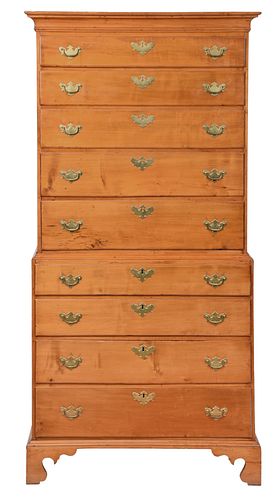 American Chippendale Maple Chest on Chest