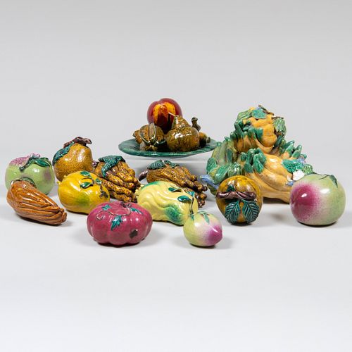 Group of Twelve Chinese Export Porcelain Models of Fruit