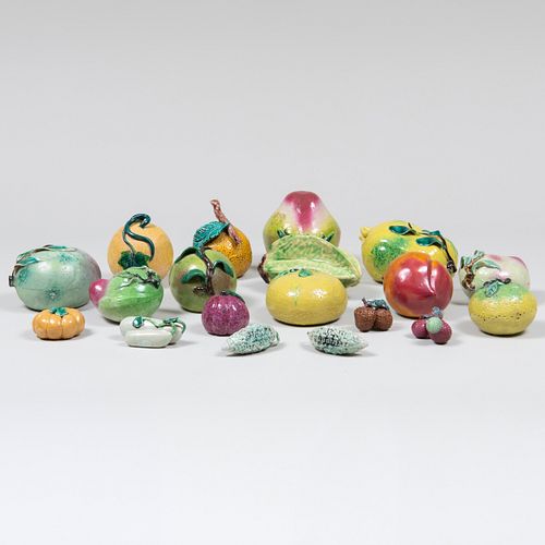 Group of Nineteen Chinese Export Porcelain Models of Fruit
