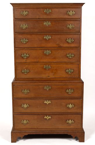 NEW ENGLAND FEDERAL CHERRY CHEST ON CHEST