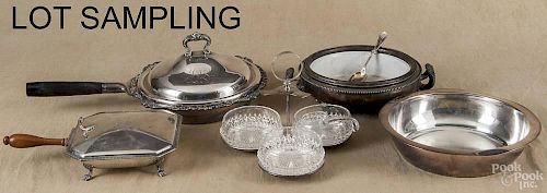 Large group of silver plated tablewares.