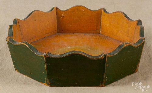 Painted pine apple tray, early 20th c., 3 3/4'' x 13''.
