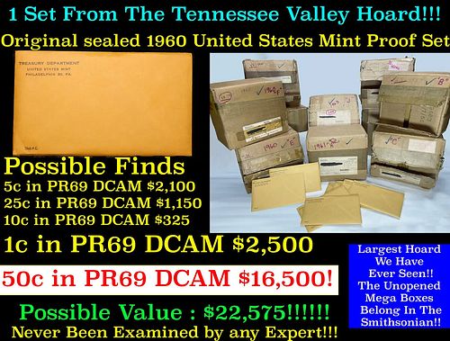 ***Auction Highlight*** Original sealed 1960 United States Mint Proof Set Tennessee Valley Hoard (Fc)