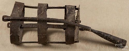 Wrought iron gimbaled lantern holder, 18th/19th c., 16 1/2'' h.