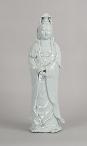 A Large Blanc de Chine Figure of Guanyin 