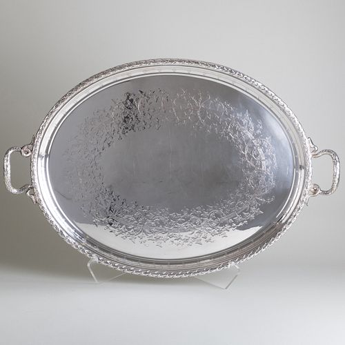 Victorian Silver Plate Tray with Snake Form Handles