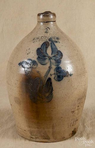 Pennsylvania stoneware jug, 19th c., impressed F. H. Cowden Harrisburg