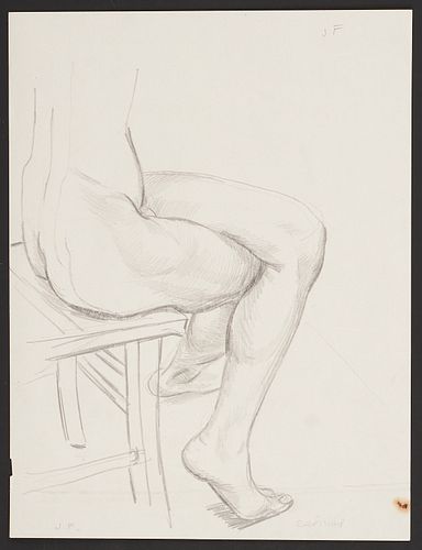 Paul Cadmus Seated Nude Graphite on Paper Sketch