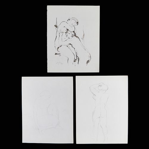 Group of 3 Nic Jonk Nude Drawings