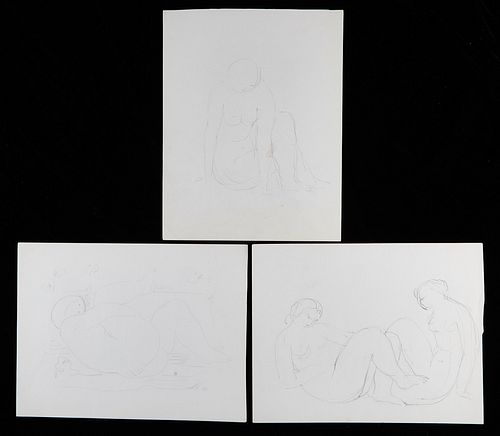 Group of 3 Nic Jonk Figural Drawings