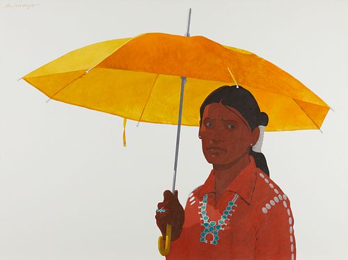Louis De Mayo "The Yellow Umbrella" Painting