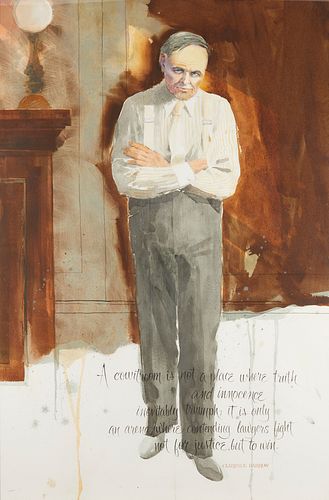 B.H. Armstrong Watercolor Portrait of Clarence Darrow