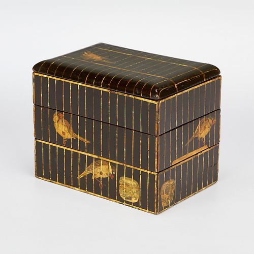 Japanese Lacquerware Bento Box with Finches
