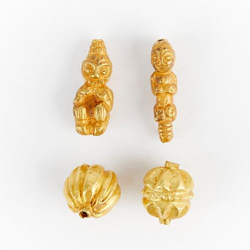 4 Southeast Asian Silk Road Gold Beads