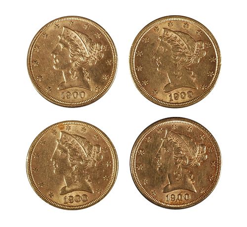 (4) 1900 GOLD $5 HALF EAGLE LIBERTY HEAD