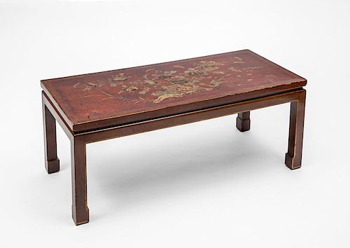Chinese Brown Lacquer and Parcel-Gilt Low Table