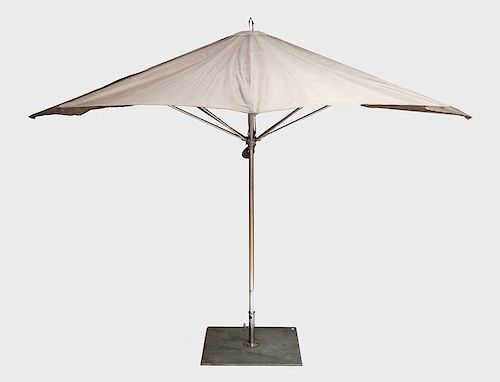 Modern Chrome and Canvas Outdoor Umbrella