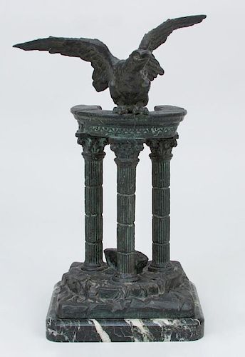 Bronze Patinated Pot Metal Model of Columns with an Eagle Crest