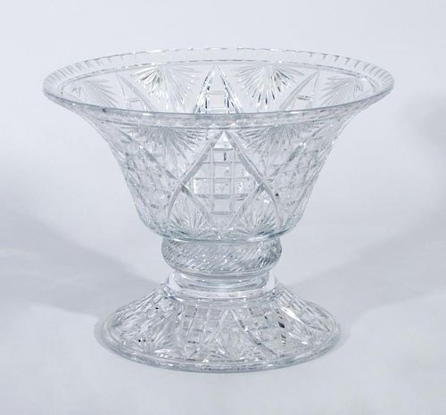Large Cut-Glass Footed Punch Bowl