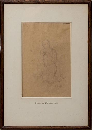 Attributed to Pierre Puvis de Chavannes (1824-1898): Nude Figure