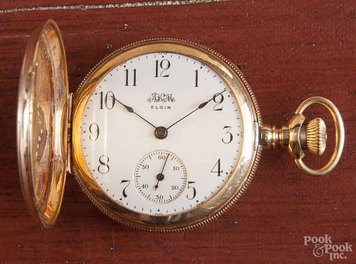 Elgin 14K gold ladies pocket watch, with hunting case, #12539387.