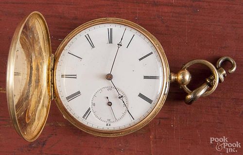 18K yellow gold Genève pocket watch, with hunting case.