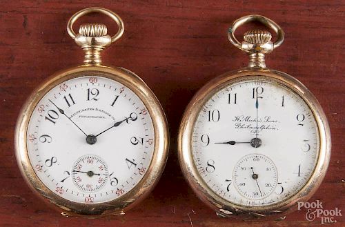 Two ladies 14K yellow gold pocket watches, to include Elgin and Waltham.
