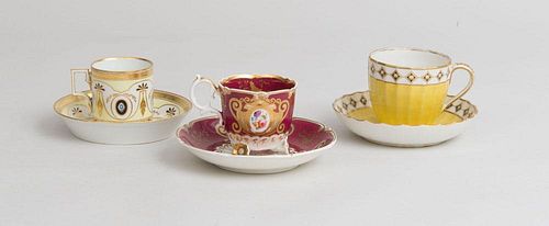 Three Porcelain Teacups and Saucers
