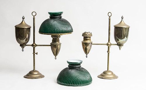 Pair of Brass Student Lamps