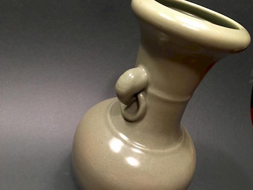 ANTIQUE Chinese Longquan Celadon Vase, Ming. 12" high