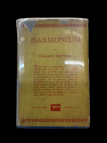 Harmonium by Wallace Stevens Knopf Publisher 1923 First Edition Third Binding with Dust Jacket