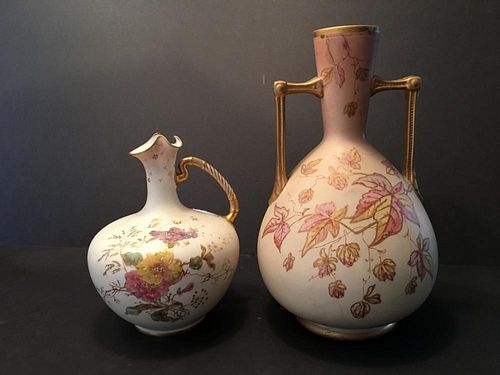 ANTIQUE Crown Derby vase and Crown Chelsea Urn. 19th C. 7 1/2" - 10 1/4" high