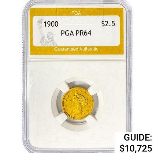 1900 $2.50 Gold Quarter Eagle PGA PR64 