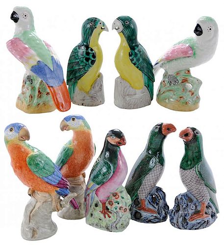 Group Nine Ceramic Parrots