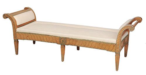 Italian Neoclassical Style Carved and Painted Window Bench