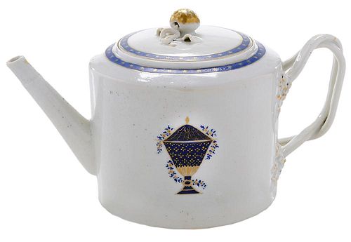 Chinese Export Tea Pot With Blue Urn