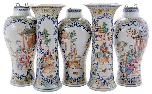 Five-Piece Chinese Export Porcelain Garniture