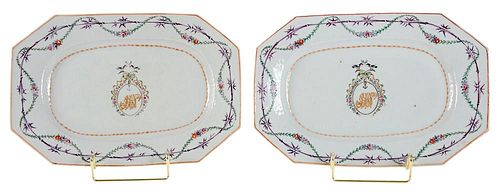Pair Chinese Export Armorial Platters