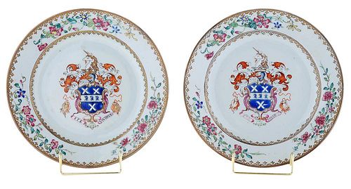 Pair Chinese Porcelain Armorial Plates