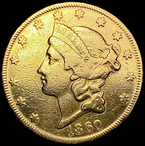 1860-S $20 Gold Double Eagle NICELY CIRCULATED